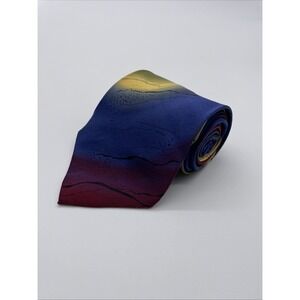 Cocktail Colors Tie Mens Silk Red Blue Abstract Rainbow Usa Made